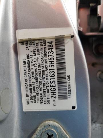 2HGES16315H573484 - 2005 HONDA CIVIC DX VP 银色 照片 12