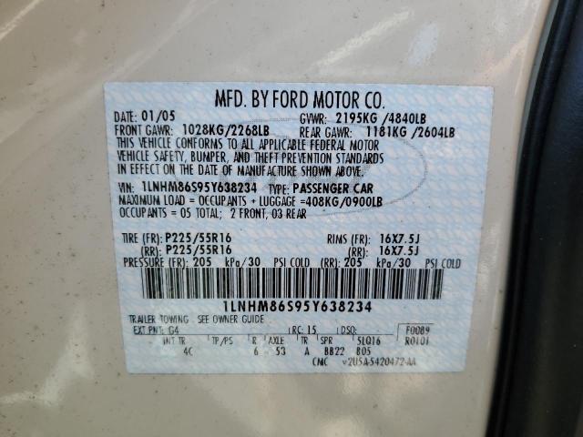 1LNHM86S95Y638234 - 2005 LINCOLN LS Ağ foto 12