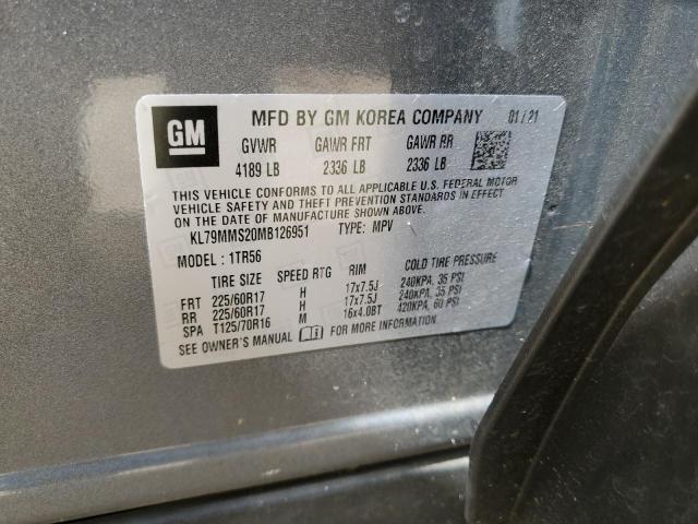 KL79MMS20MB126951 - 2021 CHEVROLET TRAILBLAZE LS GRAY photo 12