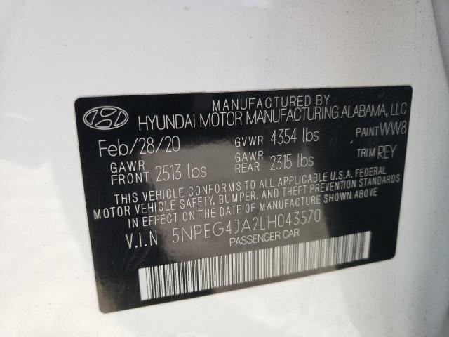 5NPEG4JA2LH043570 - 2020 HYUNDAI SONATA SE WHITE photo 13