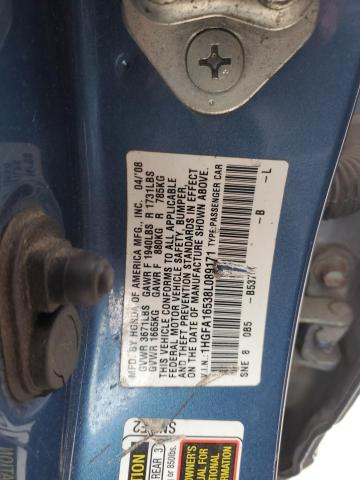 1HGFA16538L089171 - 2008 HONDA CIVIC LX BLUE photo 12