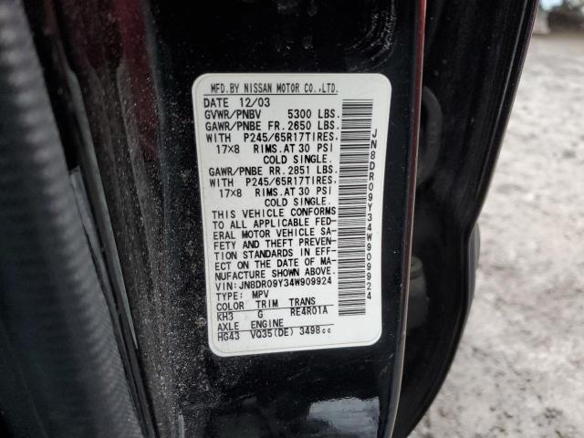 JN8DR09Y34W909924 - 2004 NISSAN PATHFINDER LE BLACK photo 13