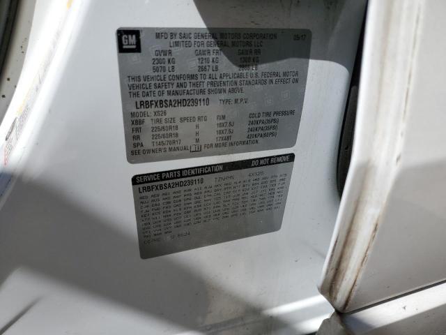 LRBFXBSA2HD239110 - 2017 BUICK ENVISION ESSENCE თეთრი ფოტო 13