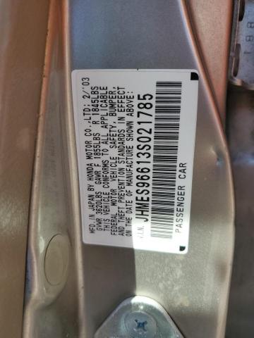 JHMES96613S021785 - 2003 HONDA CIVIC HYBRID SILVER photo 12