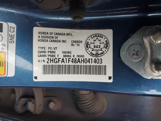 2HGFA1F48AH041403 - 2010 HONDA CIVIC DX-G BLUE photo 12