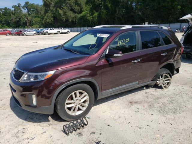 5XYKT3A62EG519962 - 2014 KIA SORENTO LX BURGUNDY photo 1