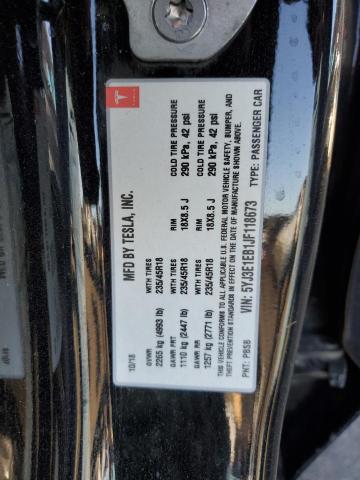 5YJ3E1EB1JF118673 - 2018 TESLA MODEL 3 BLACK photo 13