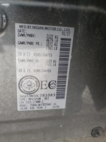 5N1AT2MV5HC781083 - 2017 NISSAN ROGUE SV GRAY photo 14