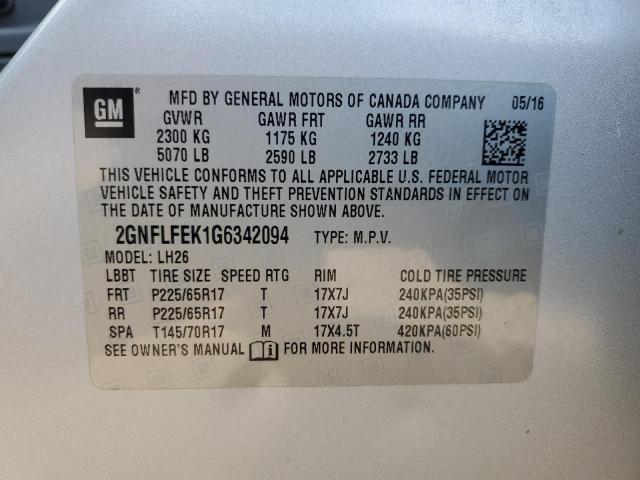 2GNFLFEK1G6342094 - 2016 CHEVROLET EQUINOX LT SILVER photo 13