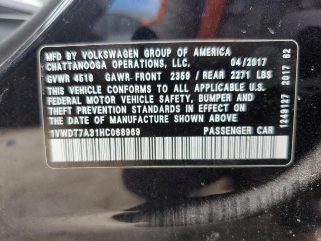 1VWDT7A31HC068969 - 2017 VOLKSWAGEN PASSAT R-LINE შავი ფოტო 12