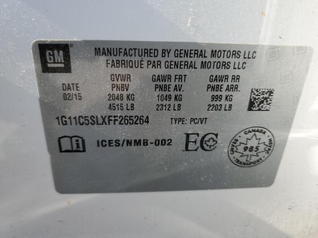 1G11C5SLXFF265264 - 2015 CHEVROLET MALIBU 1LT 白色 照片 13