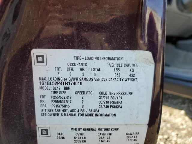 1G1BL52P4TR174010 - 1996 CHEVROLET CAPRICE / CLASSIC SS MAROON photo 12