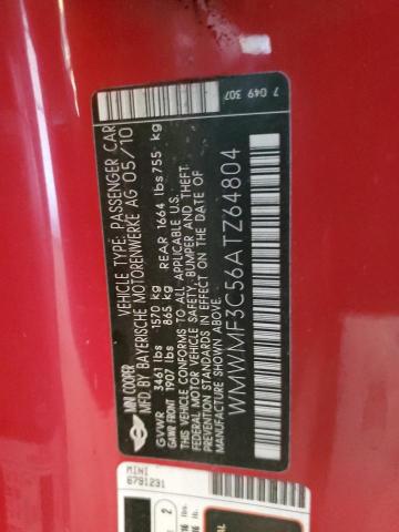 WMWMF3C56ATZ64804 - 2010 MINI COOPER TWO TONE photo 12