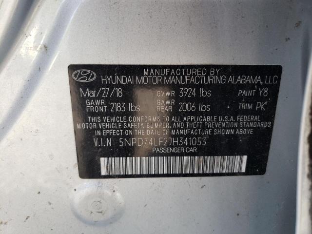 5NPD74LF2JH341053 - 2018 HYUNDAI ELANTRA SE SILVER photo 12