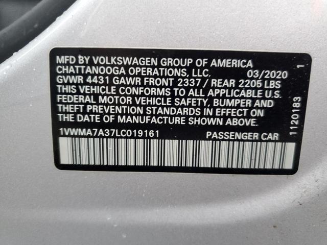 1VWMA7A37LC019161 - 2020 VOLKSWAGEN PASSAT R-LINE Gümüş foto 13