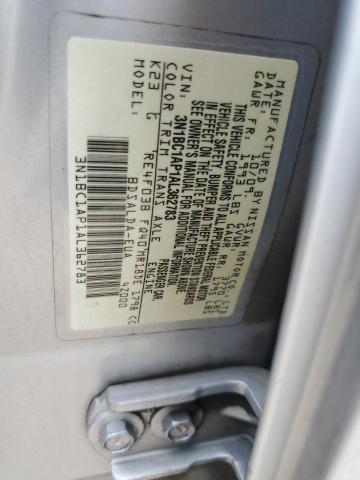 3N1BC1AP1AL362783 - 2010 NISSAN VERSA S SILVER photo 12