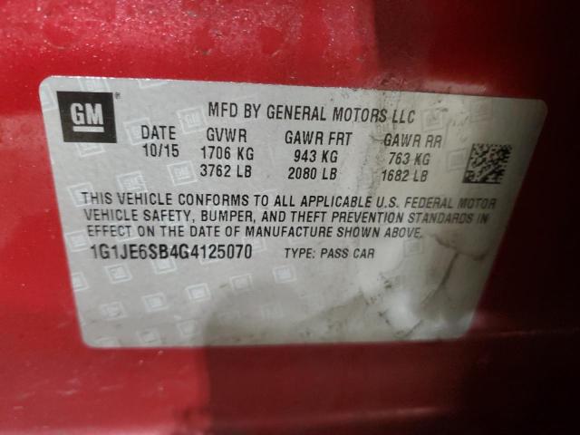 1G1JE6SB4G4125070 - 2016 CHEVROLET SONIC LTZ RED photo 12