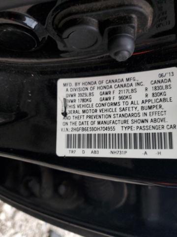 2HGFB6E59DH704955 - 2013 HONDA CIVIC SI BLACK photo 12