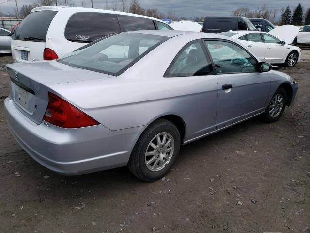 1HGEM22791L077659 - 2001 HONDA CIVIC HX SILVER photo 3