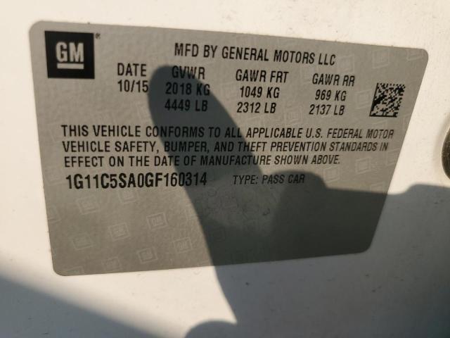 1G11C5SA0GF160314 - 2016 CHEVROLET MALIBU LIM LT 白色 照片 12