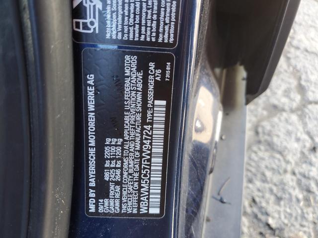 WBAVM5C57FVV94724 - 2015 BMW X1 XDRIVE35I BLUE photo 13