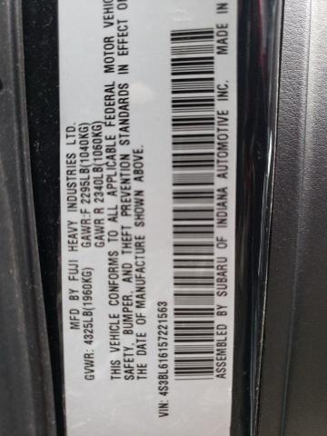 4S3BL616157221563 - 2005 SUBARU LEGACY 2.5I BLACK photo 12