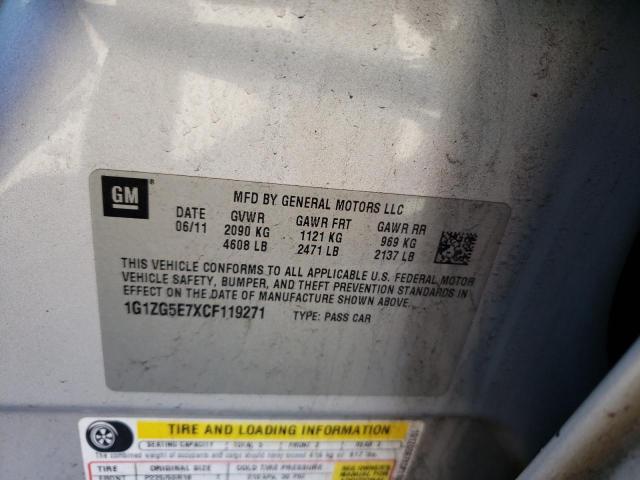 1G1ZG5E7XCF119271 - 2012 CHEVROLET MALIBU LTZ ვერცხლისფერი ფოტო 12