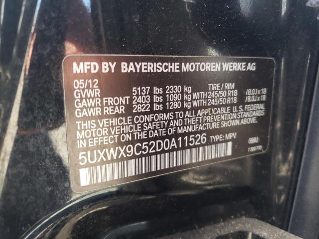 5UXWX9C52D0A11526 - 2013 BMW X3 XDRIVE28I BLACK photo 12