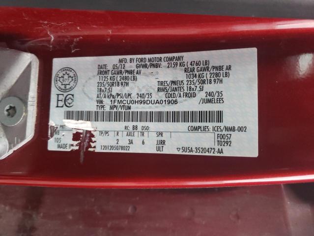 1FMCU0H99DUA01906 - 2013 FORD ESCAPE SEL RED photo 13