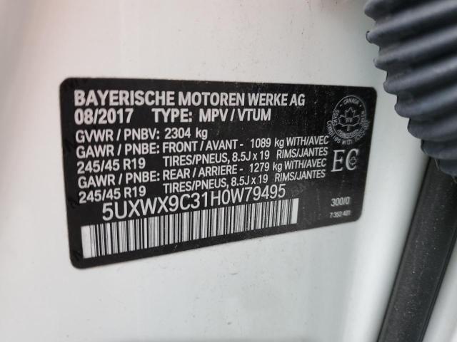 5UXWX9C31H0W79495 - 2017 BMW X3 XDRIVE28I WHITE photo 13