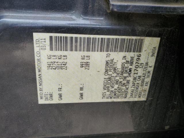1N4AL2AP1BC170796 - 2011 NISSAN ALTIMA BASE GRAY photo 12