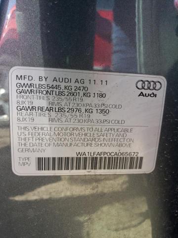 WA1LFAFP0CA065672 - 2012 AUDI Q5 PREMIUM PLUS GRAY photo 13