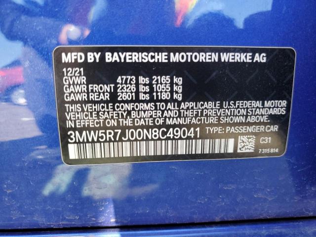 3MW5R7J00N8C49041 - 2022 BMW 330XI Mavi fotoğraf 12