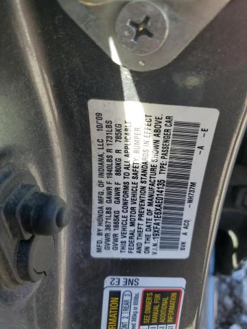 19XFA1E6XAE014135 - 2010 HONDA CIVIC LX-S GRAY photo 12