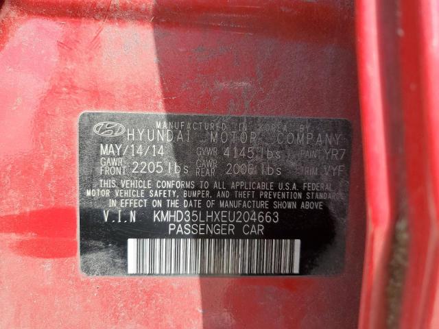 KMHD35LHXEU204663 - 2014 HYUNDAI ELANTRA GT RED photo 12