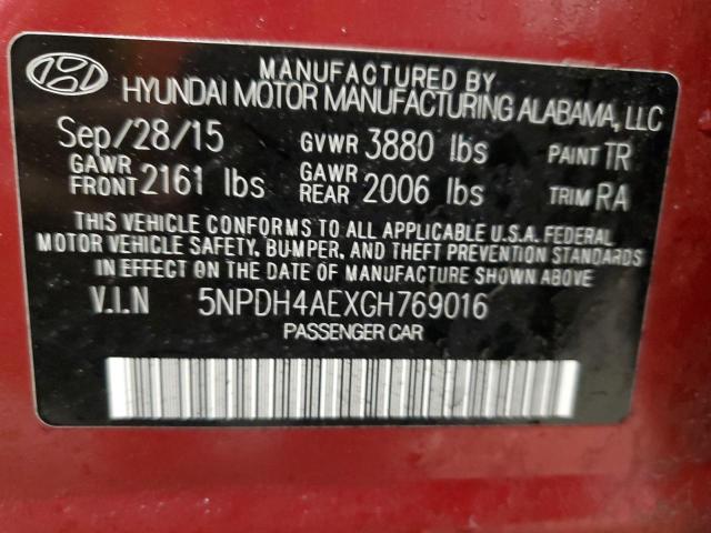 5NPDH4AEXGH769016 - 2016 HYUNDAI ELANTRA SE MAROON photo 12