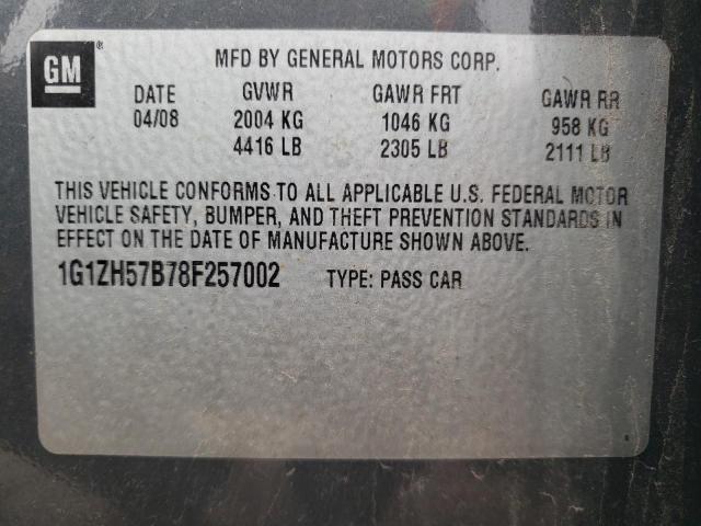 1G1ZH57B78F257002 - 2008 CHEVROLET MALIBU 1LT GRAY photo 12