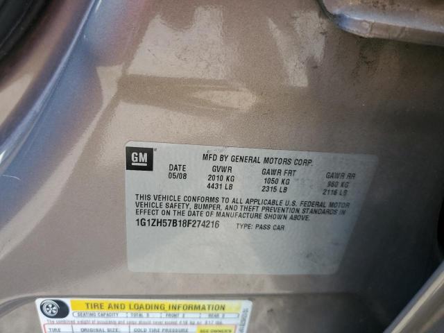 1G1ZH57B18F274216 - 2008 CHEVROLET MALIBU 1LT TAN photo 12