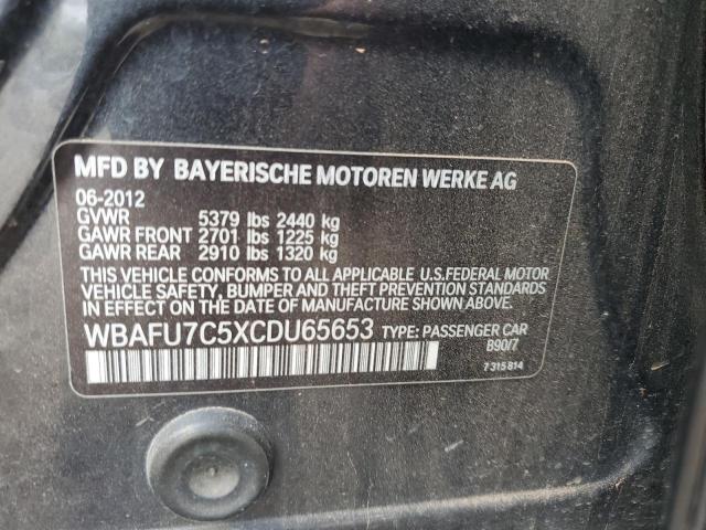 WBAFU7C5XCDU65653 - 2012 BMW 535 XI GRAY photo 12