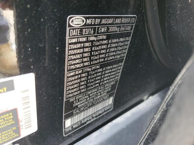 SALWG2PF7GA587483 - 2016 LAND ROVER RANGE ROVE SE BLACK photo 13
