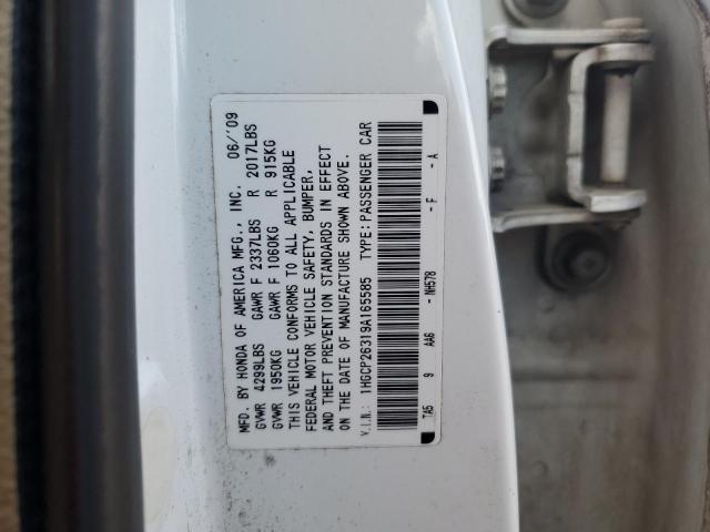 1HGCP26319A165585 - 2009 HONDA ACCORD LX WHITE photo 12