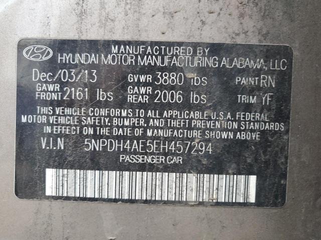 5NPDH4AE5EH457294 - 2014 HYUNDAI ELANTRA SE TAN photo 12