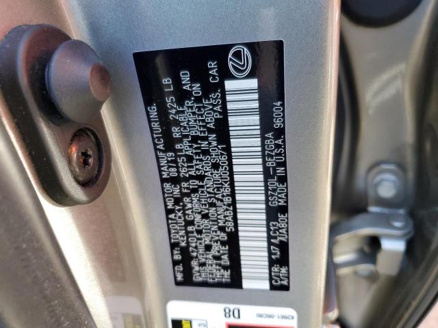 58ABZ1B16KU050671 - 2019 LEXUS ES 350 SILVER photo 12