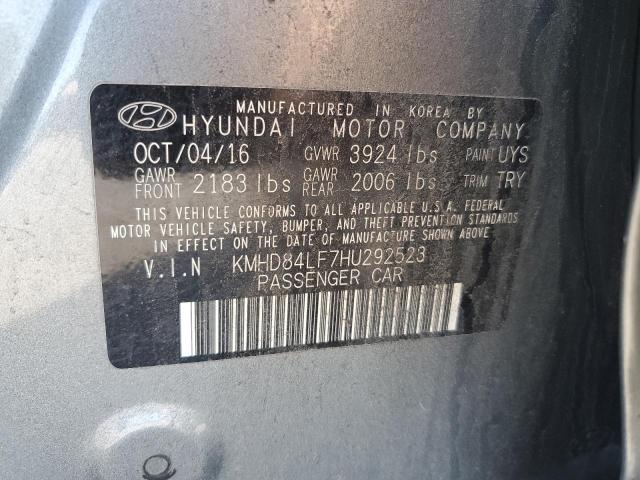 KMHD84LF7HU292523 - 2017 HYUNDAI ELANTRA SE GRAY photo 13