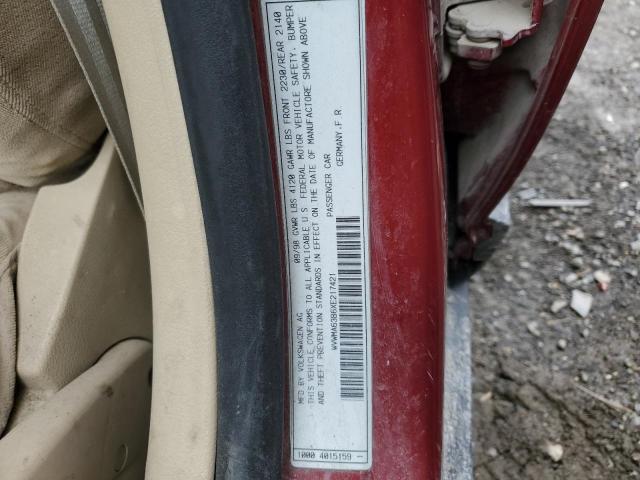 WVWMA63B6XE217421 - 1999 VOLKSWAGEN PASSAT GLS RED photo 12