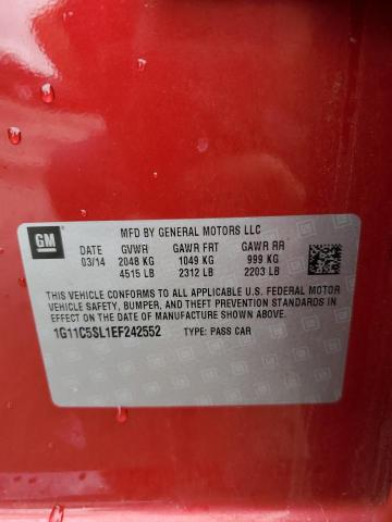 1G11C5SL1EF242552 - 2014 CHEVROLET MALIBU 1LT 红色 照片 12