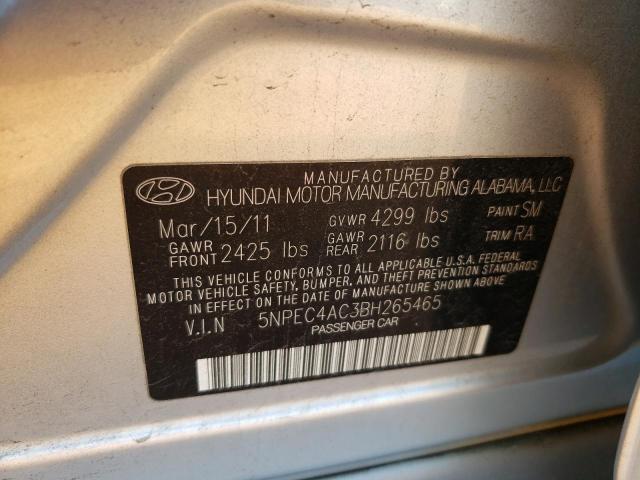 5NPEC4AC3BH265465 - 2011 HYUNDAI SONATA SE SILVER photo 13