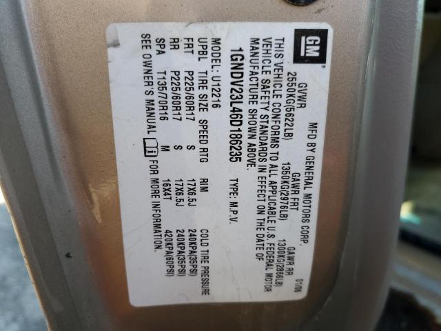 1GNDV23L46D186235 - 2006 CHEVROLET UPLANDER LS 棕色 照片 13