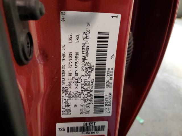 5TFUY5F15FX466420 - 2015 TOYOTA TUNDRA DOUBLE CAB SR/SR5 RED photo 12