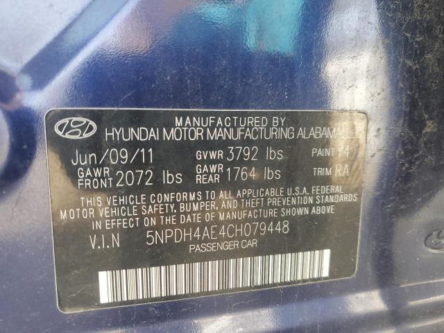 5NPDH4AE4CH079448 - 2012 HYUNDAI ELANTRA GLS BLUE photo 12